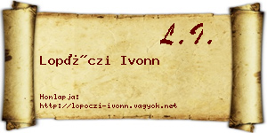 Lopóczi Ivonn névjegykártya